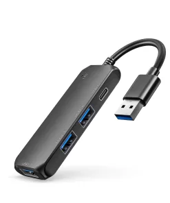 USB C HUB 7 IN 1 4K H3*USB3.0 TF SD Card 1PD Charger for Macbook and Type C Devices