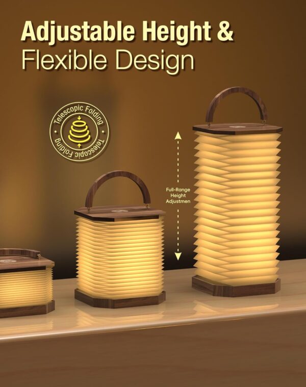 decorative wooden table lamp with warm LED light