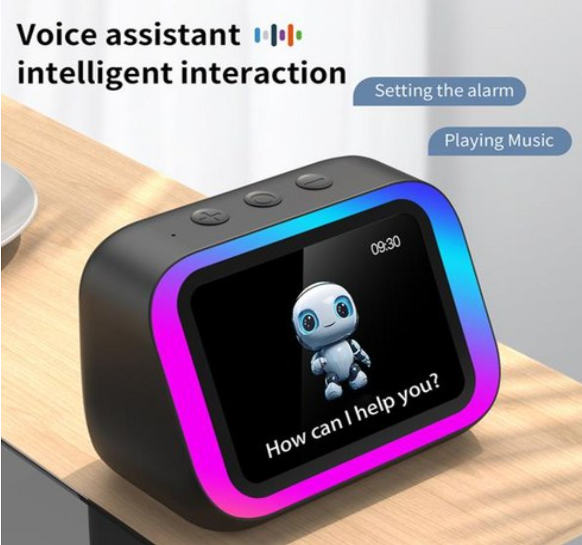 smart alarm clock (1) AI smart alarm clock with Bluetooth speaker